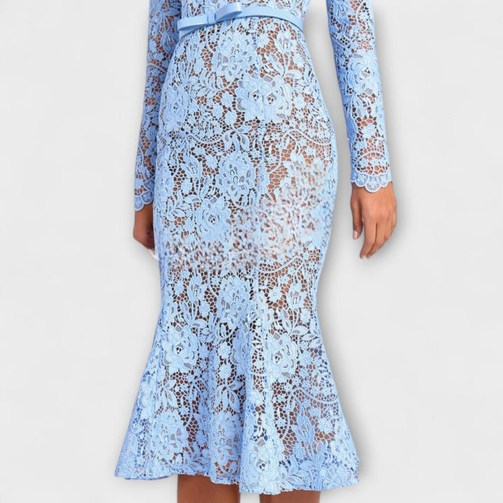 Freya – Elegant Midi Dress in Floral Lace