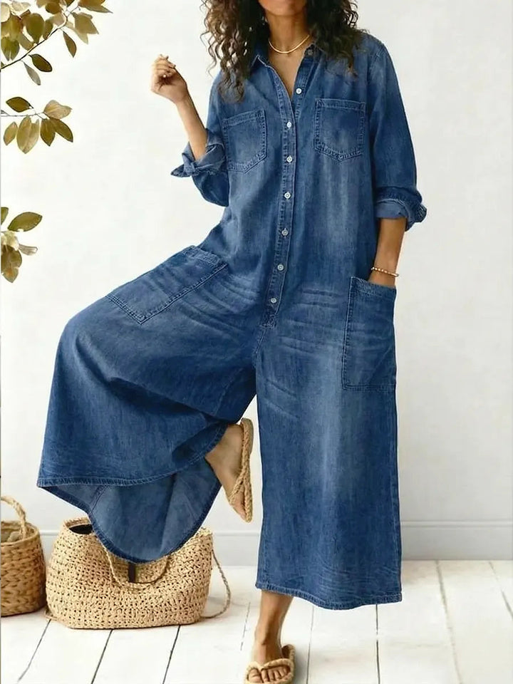Harper | Women’s Relaxed Fit Button-Front Cotton Jumpsuit