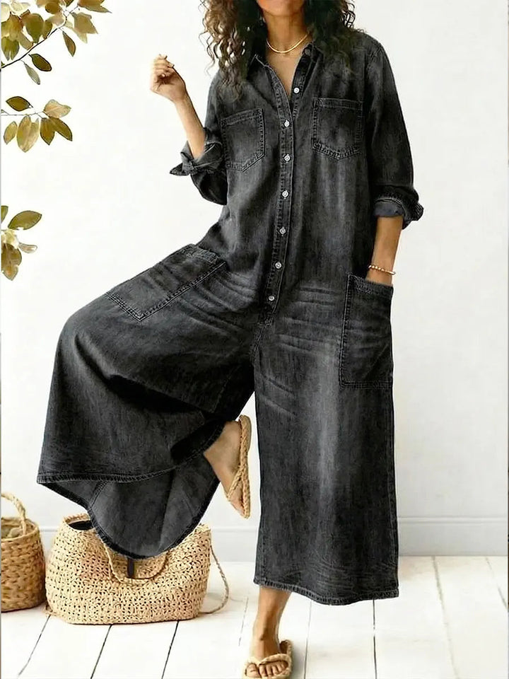 Harper | Women’s Relaxed Fit Button-Front Cotton Jumpsuit