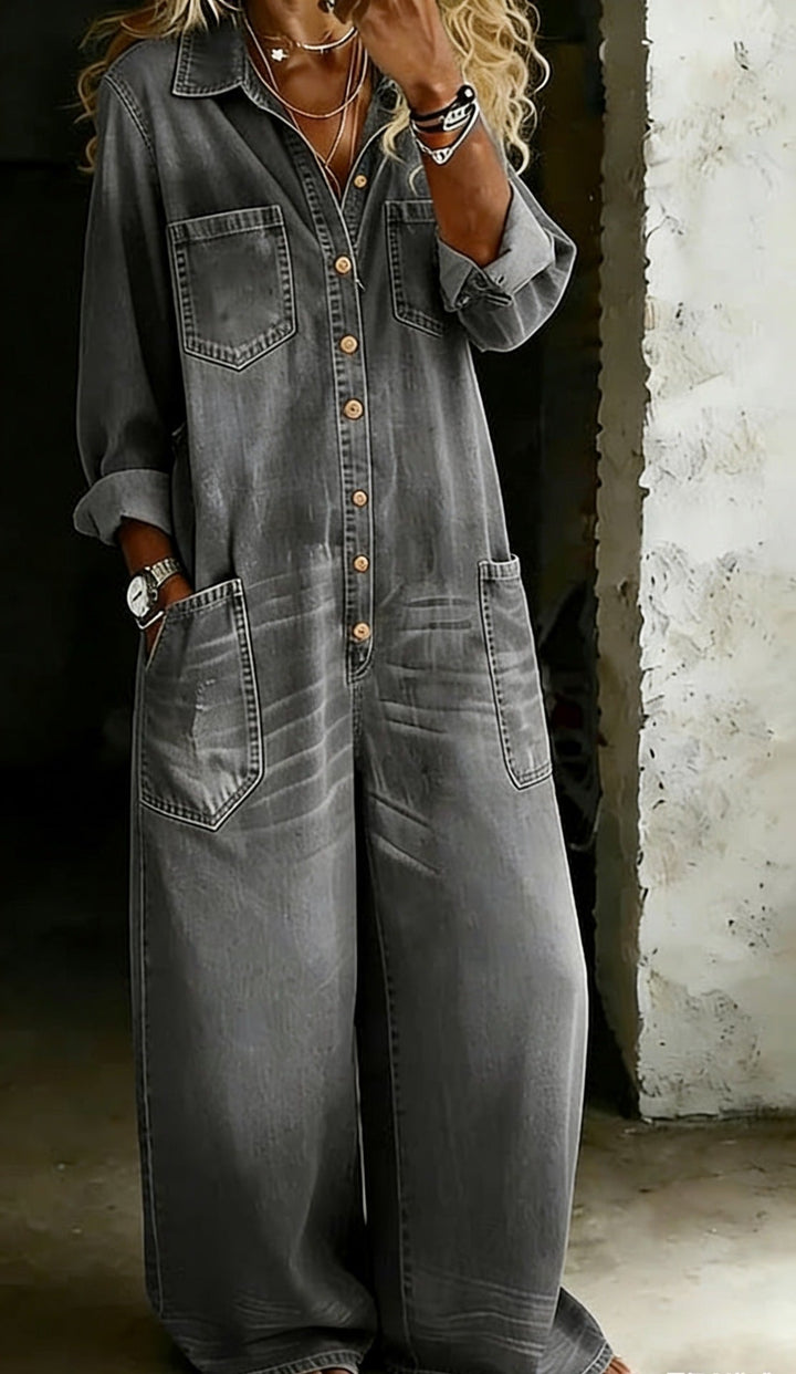 Harper | Women’s Relaxed Fit Button-Front Cotton Jumpsuit