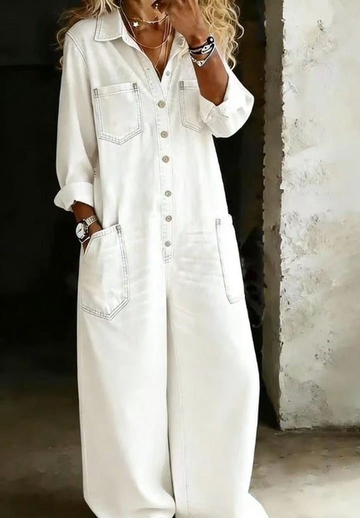 Harper | Women’s Relaxed Fit Button-Front Cotton Jumpsuit