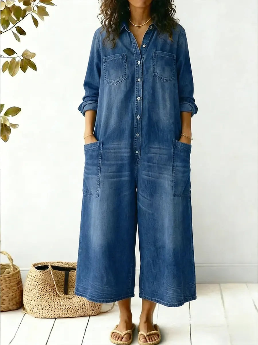 Harper | Women’s Relaxed Fit Button-Front Cotton Jumpsuit