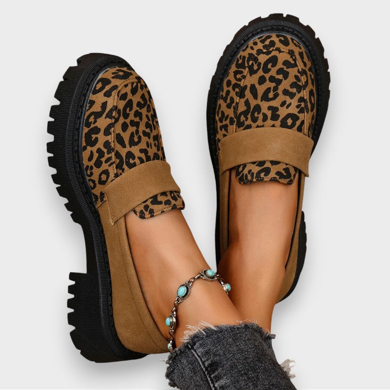 Jasmine | Platform Patent Leather Boots in Leopard Print