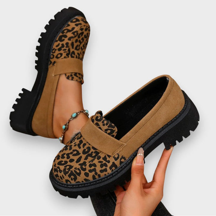 Jasmine | Platform Patent Leather Boots in Leopard Print