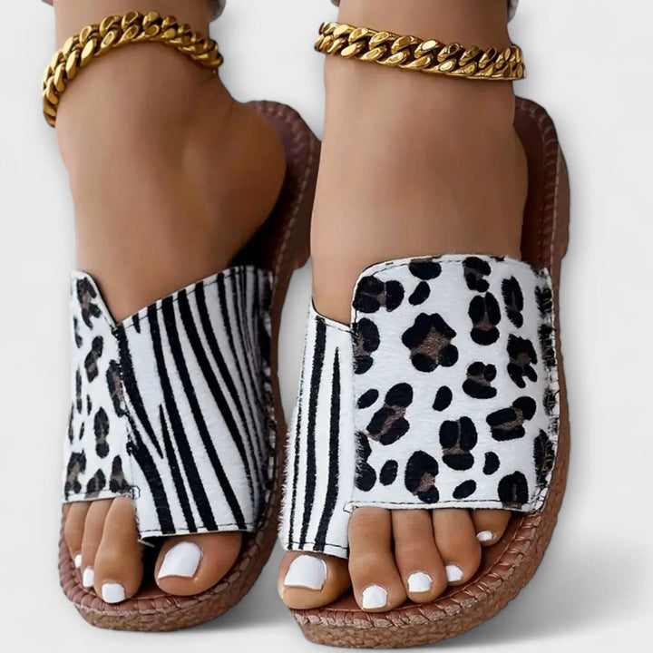Julia - Elegant Bicolour Sandals with Leopard Print